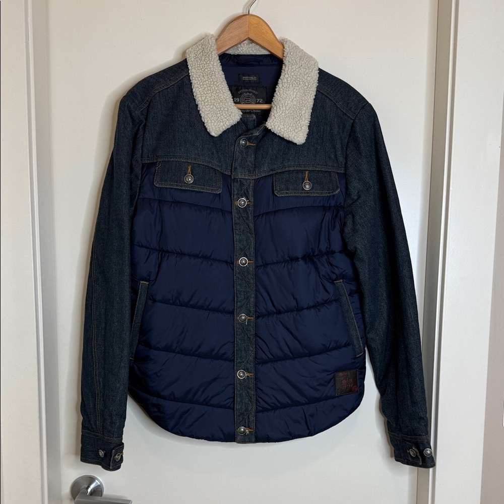 Buffalo David Bitton Navy Puffer Jacket with Shearling Collar